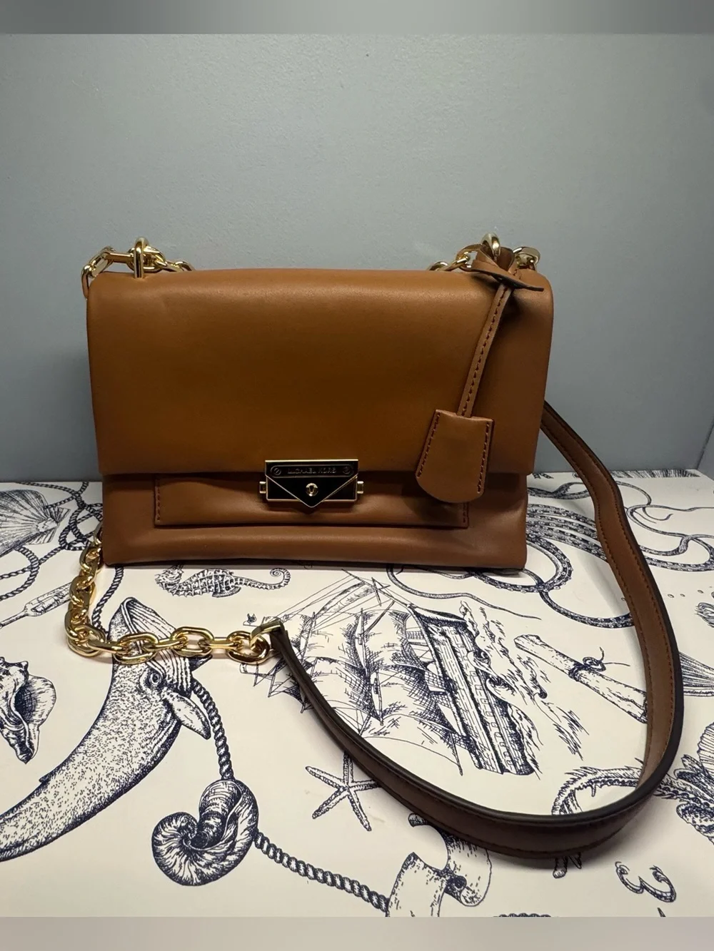 Michael Kors Tan Leather Chain Shoulder Bag